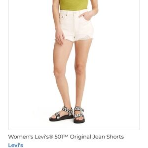 Levi's Cream Jean Shorts High-Rise Raw Hem 32/14